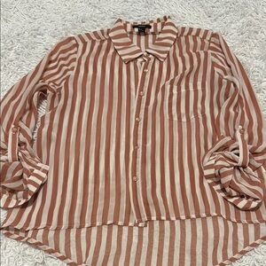 Vintage Forever 21 sheer Striped Button-Up Blouse